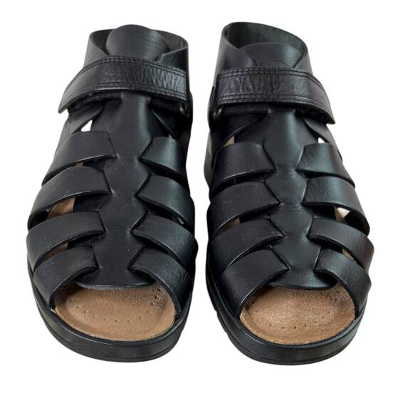 ECCO Leather Fisherman Sandals Black Comfort Walking Shoes Women’s 39 (8-8.5) - Picture 2 of 11